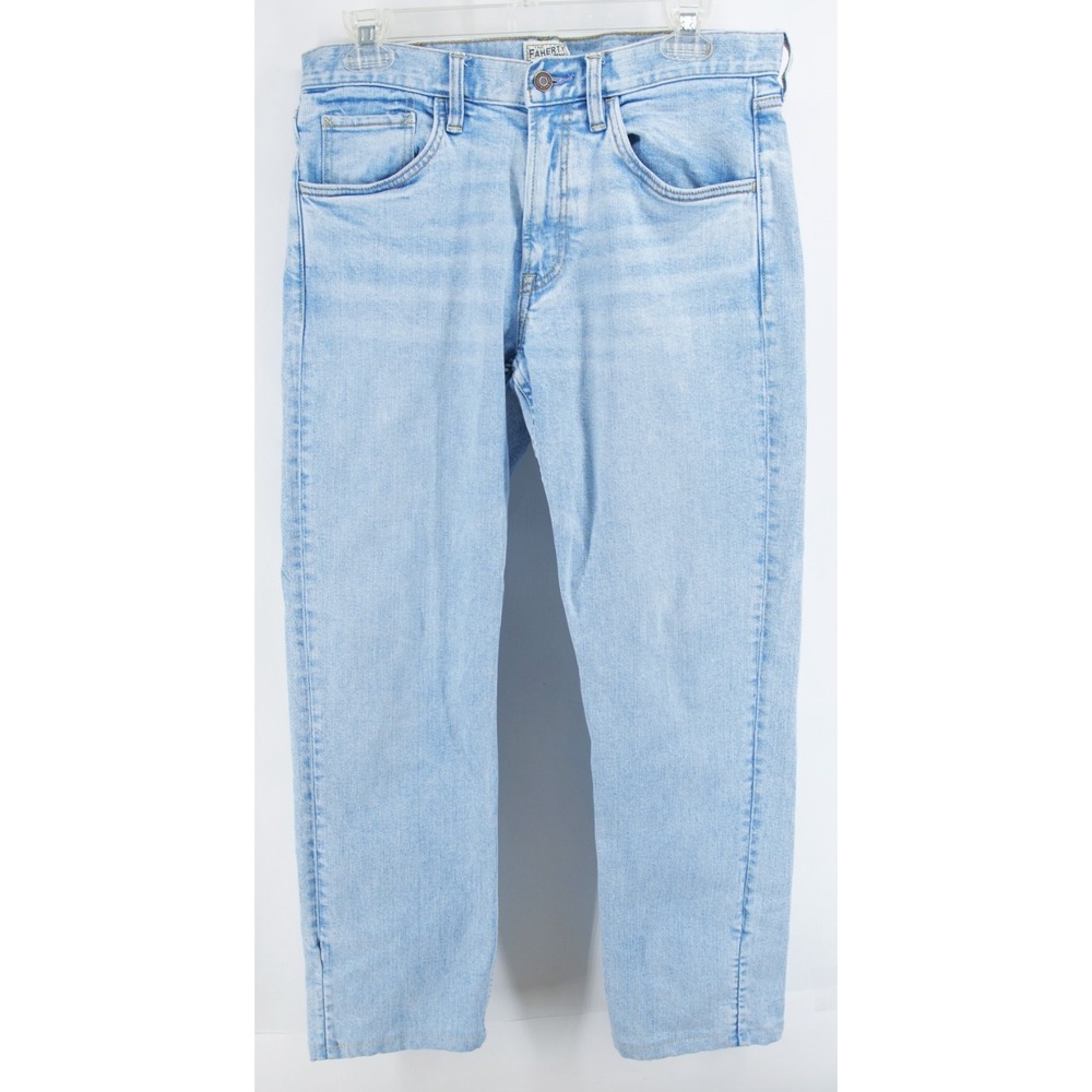 Faherty Jeans Mens 31x27 Tailored Blue Feel‎ Good Denim 5 Pocket Special Weave